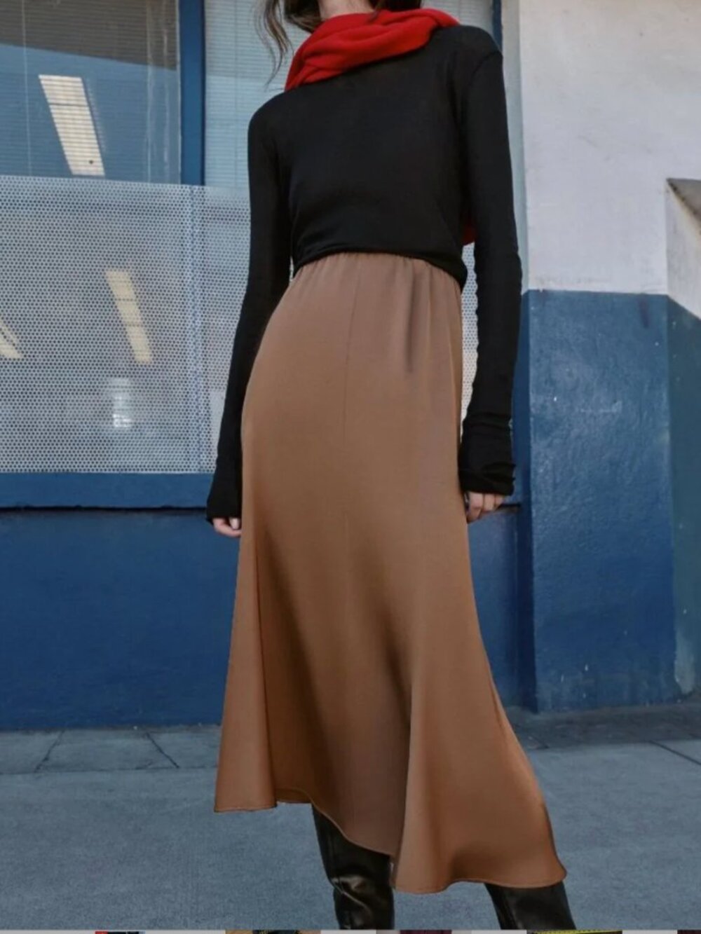 Zara Mauve Satin Slip Skirt Scallop Hem M Elegant Holiday Event